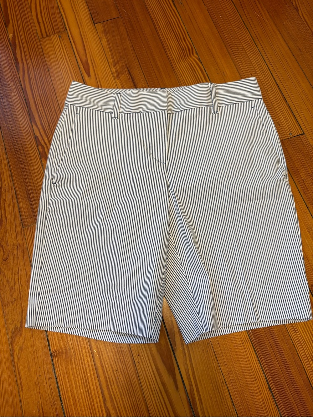 Ann Taylor Factory White & Navy Pinstripe Shorts